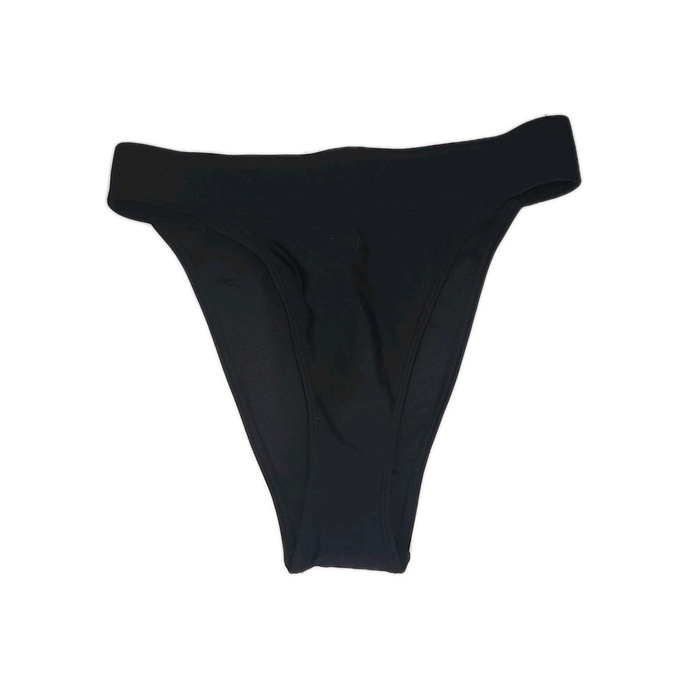 Forever 21 Swim Bikini Bottom High Rise Leg Wide Waistband Black Women's S
